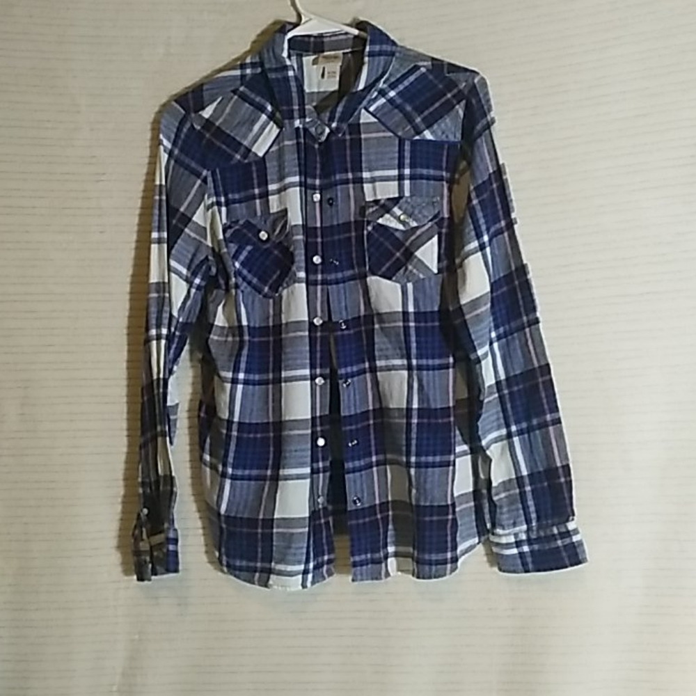 Plaid, Button Down Shirt, with Collar.